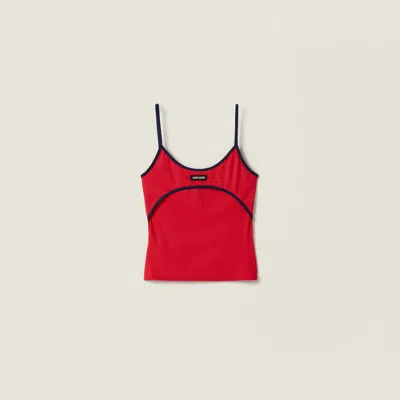 Miu Miu Stretch Jersey Top In Red