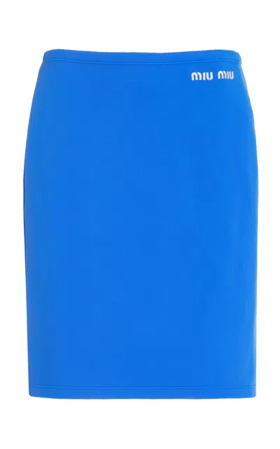 Miu Miu Stretch-nylon Midi Skirt In Blue