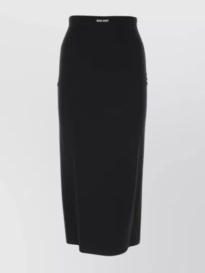 Miu Miu Stretch Nylon Skirt With Elastic Waistband In Black