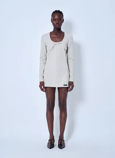 Miu Miu Stretch Poplin Mini Dress In Cream