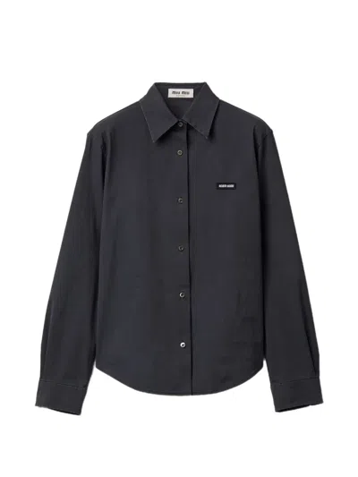 Miu Miu Stretch Poplin Shirt In Black