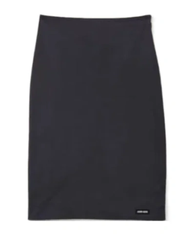 Miu Miu Stretch Poplin Skirt In Blue