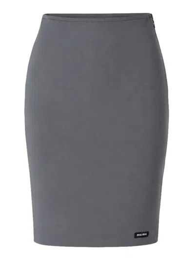 Miu Miu Stretch Poplin Skirt In Metallic