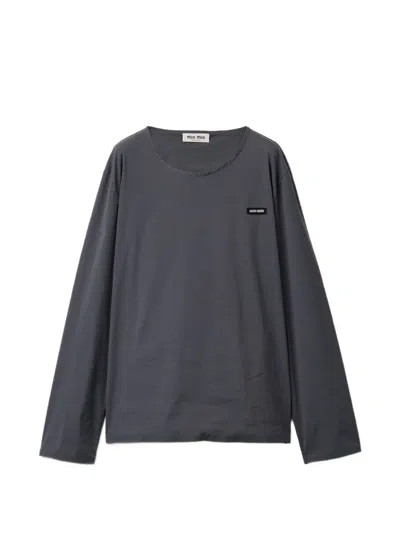 Miu Miu Stretch Poplin Top In Gray