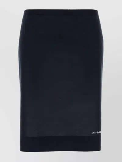 Miu Miu Stretch Silk Blend Skirt With Back Slit
