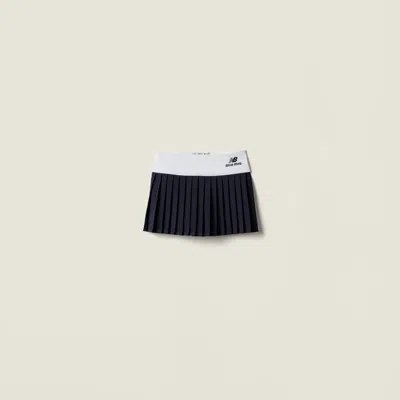 Miu Miu Stretch Technical Jersey Pleated Miniskirt In Black