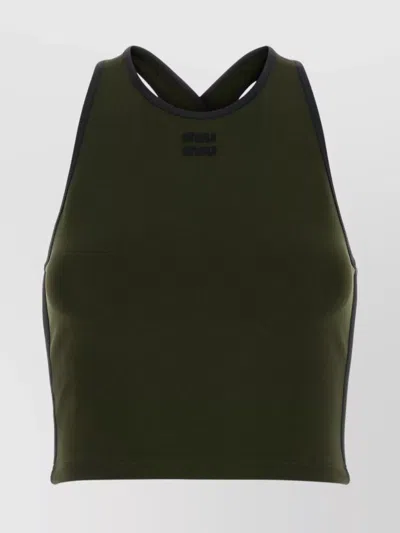 Miu Miu Stretch Viscose Blend Crop-top With Contrast Trim
