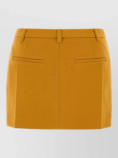 Miu Miu Pastel Orange Stretch Viscose Blend Mini Skirt In Yellow