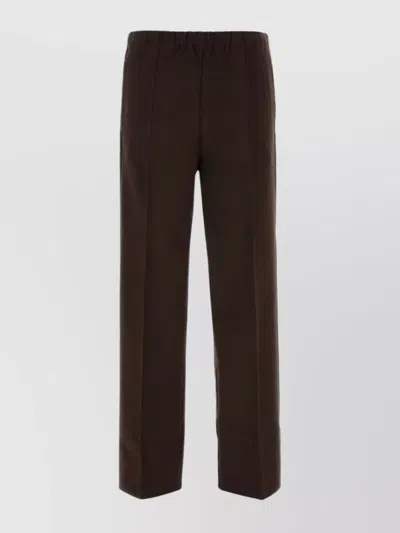 Miu Miu Stretch Viscose Blend Straight Leg Trousers In Brown