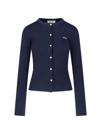 Miu Miu Button Cardigan In Blau