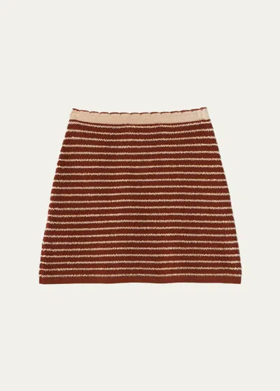 Miu Miu Stripe Boucle Mini Skirt In F0005 Tabacco