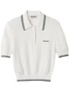 Miu Miu Stripe-detail Knit Polo Shirt In White