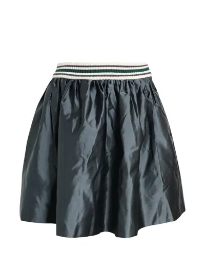 Pre-owned Miu Miu Stripe Detail Mini Skirt In Gray