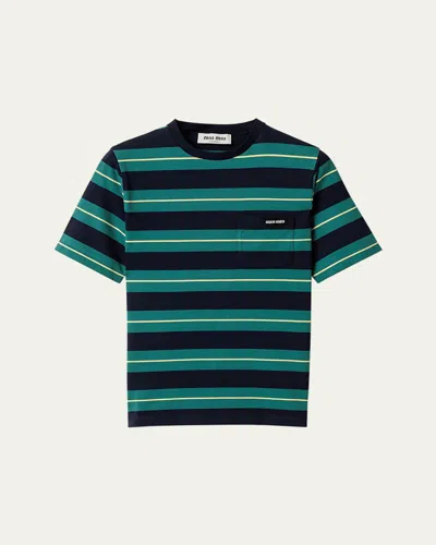 Miu Miu Stripe Jersey Tee In Blue