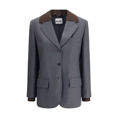 MIU MIU STRIPED BLAZER