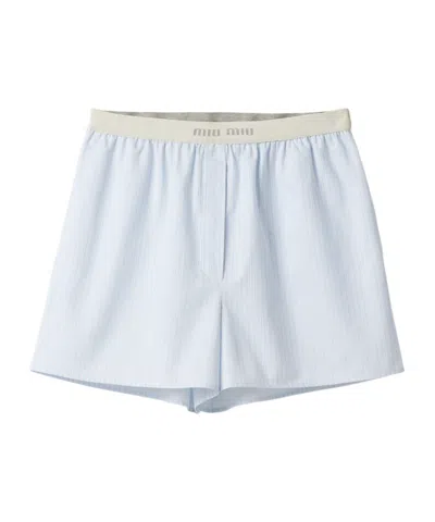 Miu Miu Striped Boxer Shorts In Blue