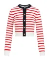 Miu Miu Striped Cashmere Cardigan In White