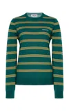 Miu Miu Striped Cashmere-silk T-shirt In Green