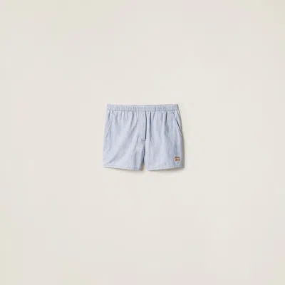 MIU MIU STRIPED CHAMBRAY BERMUDAS