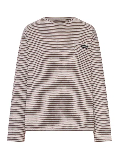 Miu Miu Striped Cotton And Cashmere Blend T-shirt In Multi
