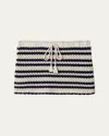 Miu Miu Striped Cotton Crochet Mini Skirt In Multi