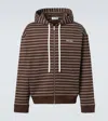Miu Miu Striped Cotton Hoodie In Green