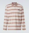 Miu Miu Striped Cotton Jersey Polo Shirt In Multi