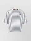 Miu Miu Striped Cotton T-shirt In White