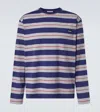 Miu Miu Striped Cotton Jersey T-shirt In Blue