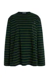 Miu Miu Striped Cotton Jersey T-shirt In Green
