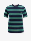 Miu Miu T-shirt Aderente In Cotone A Righe In Multi