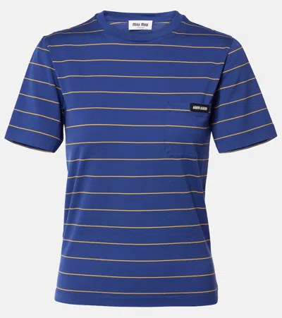 Miu Miu T-shirt Aus Baumwoll-jersey In Blue