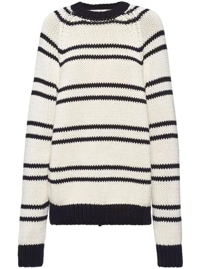 Miu Miu Strickpullover Mit Streifen In White