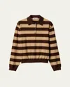 Miu Miu Striped Cotton Knit Long-sleeve Polo