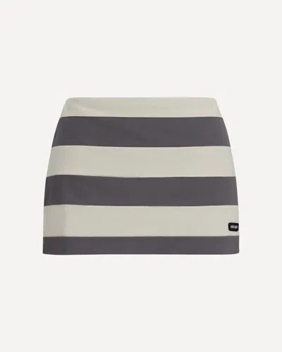 Miu Miu Striped Cotton Mini Skirt In White