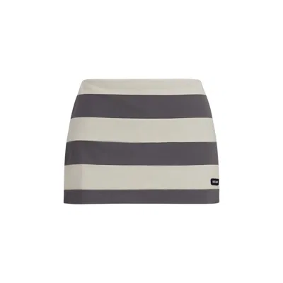 Miu Miu Striped Cotton Mini Skirt In White