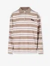 Miu Miu Logo Striped Cotton Jersey Polo Shirt In Multi