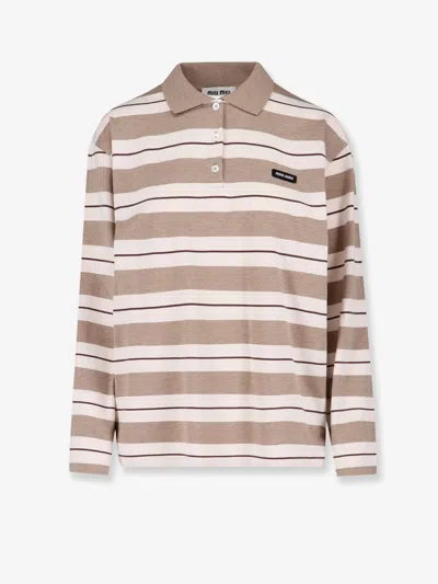 Miu Miu Striped Cotton Polo Shirt