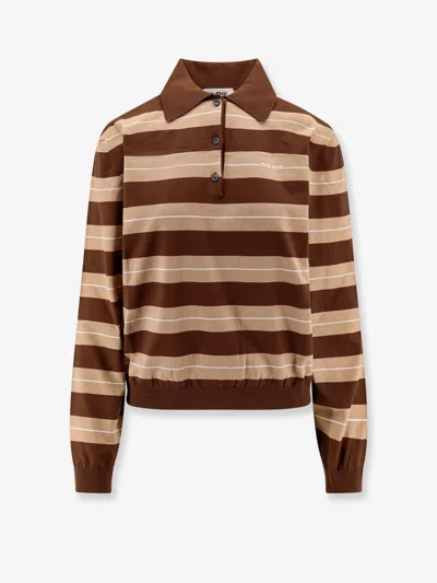 MIU MIU STRIPED COTTON POLO SHIRT