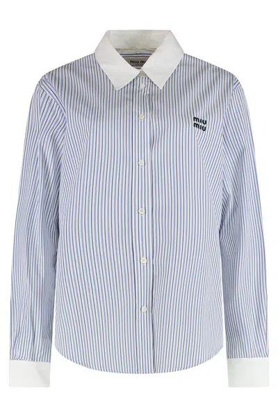 MIU MIU MIU MIU STRIPED COTTON SHIRT