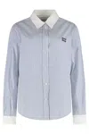 Miu Miu Striped Cotton Shirt In Blue