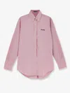 Miu Miu Striped Cotton Shirt In Pink