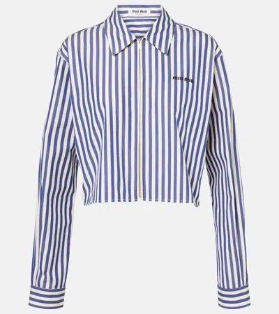 Miu Miu Striped Cotton Shirt In White