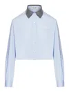 Miu Miu Striped Boxy Shirt In Blue