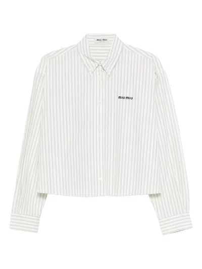 Miu Miu Striped Cotton Shirt In White