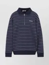 Miu Miu Striped Cotton Sweatshirt With Pointed Collar