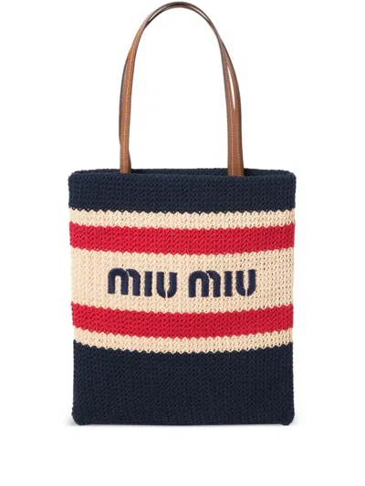 Miu Miu Shopper Mit Streifen In Nude