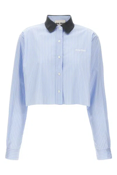 MIU MIU MIU MIU STRIPED CROPPED SHIRT