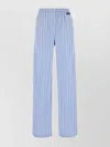 Miu Miu Striped Embroidered Pyjamas Pant In Blue