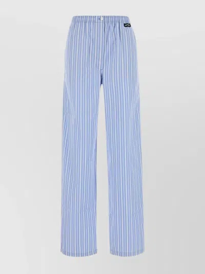 MIU MIU STRIPED EMBROIDERED PYJAMAS PANT